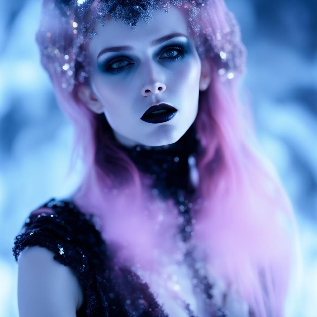 Girl_with_horns in mirror, shiny reflection, detailed glitter clothes, demonic mirror, crow. masterpiece : Heavenly ligh...