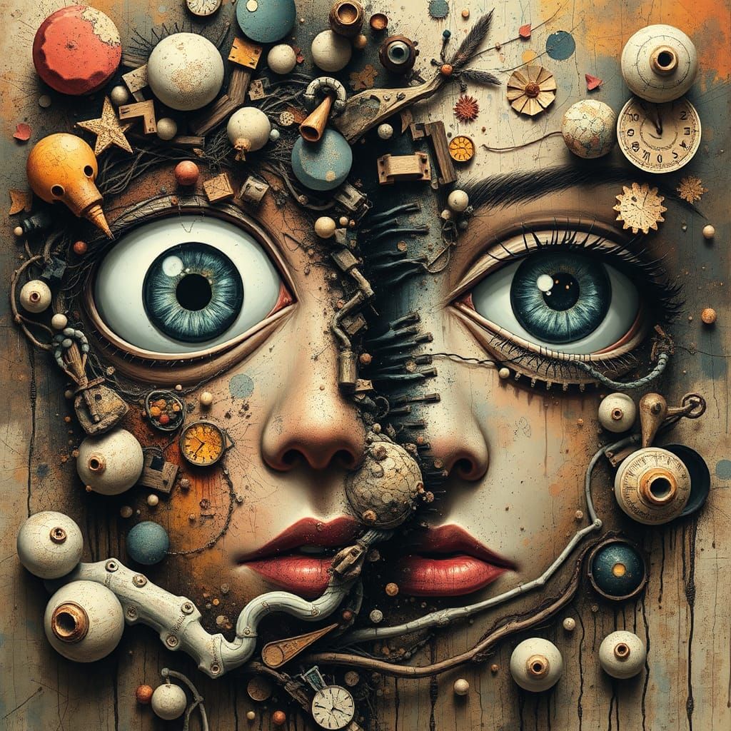 Surreal Anime World: Faces Dissolved in Abstract Chaos