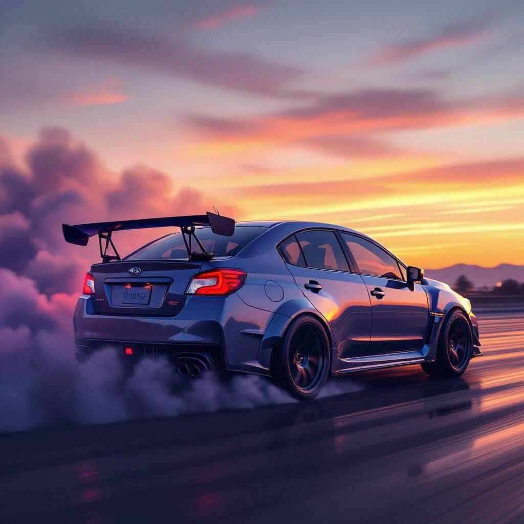 Subaru WRX STI Donut in Sunset Light