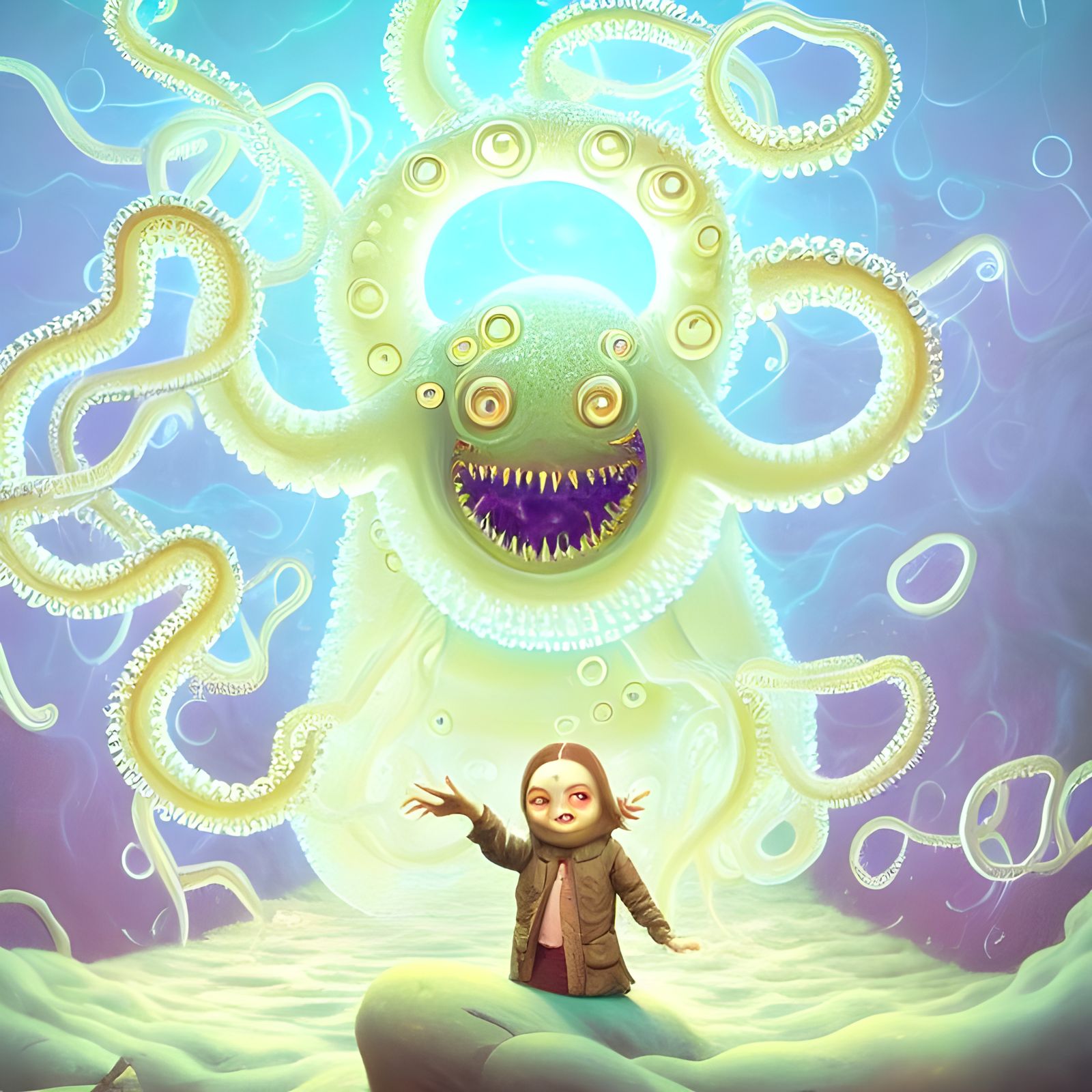 Humorous Lovecraftian Monster with Buck Tooth Smile