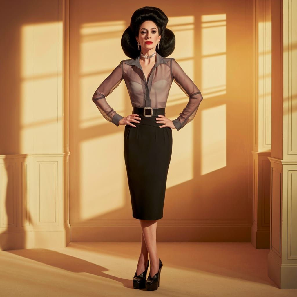 Confident Woman in Retro Style Inspired by Lady Gaga