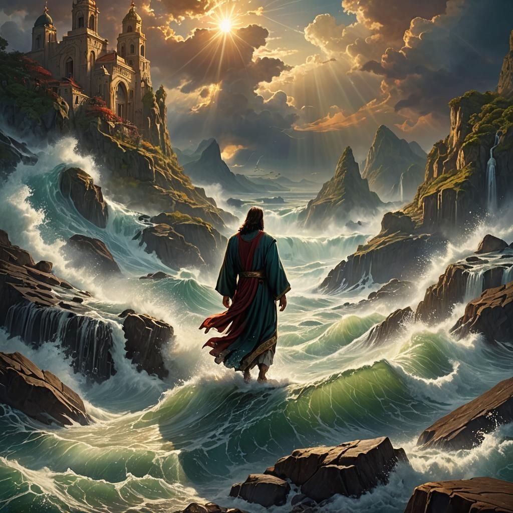 Faithful Sea: Detailed Matte Painting in Deep Color