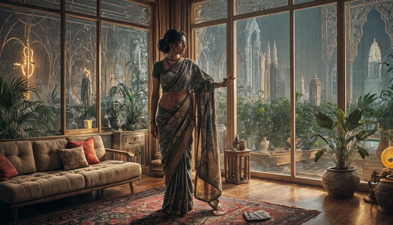 Futuristic Indian Living Room Inspired by Modernism