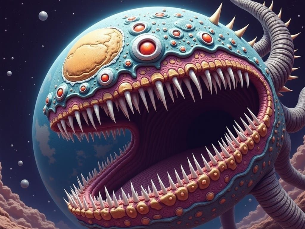 Cosmic Entity Consumes Earthly Form