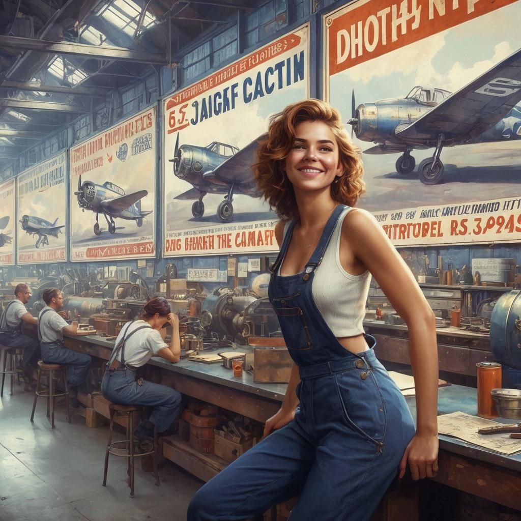 Steampunk Mechanic in Cluttered Garage, Fantasy Art