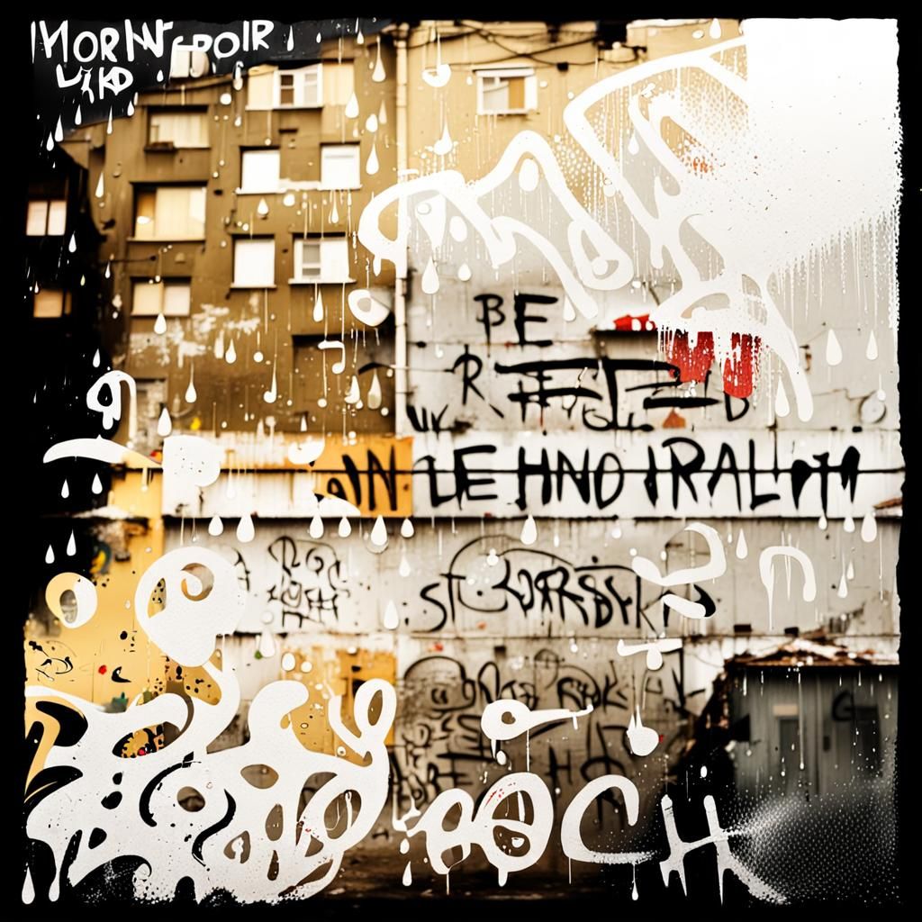 Urban Ghetto in Rainy Social Realism Style