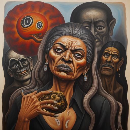 Surreal Nude Woman with Beetle, Orozco Style