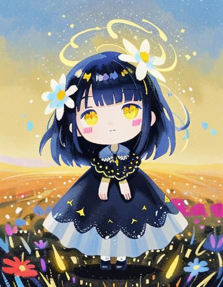 Flower Girl in Wasteland: Pointillism Visual Experiment