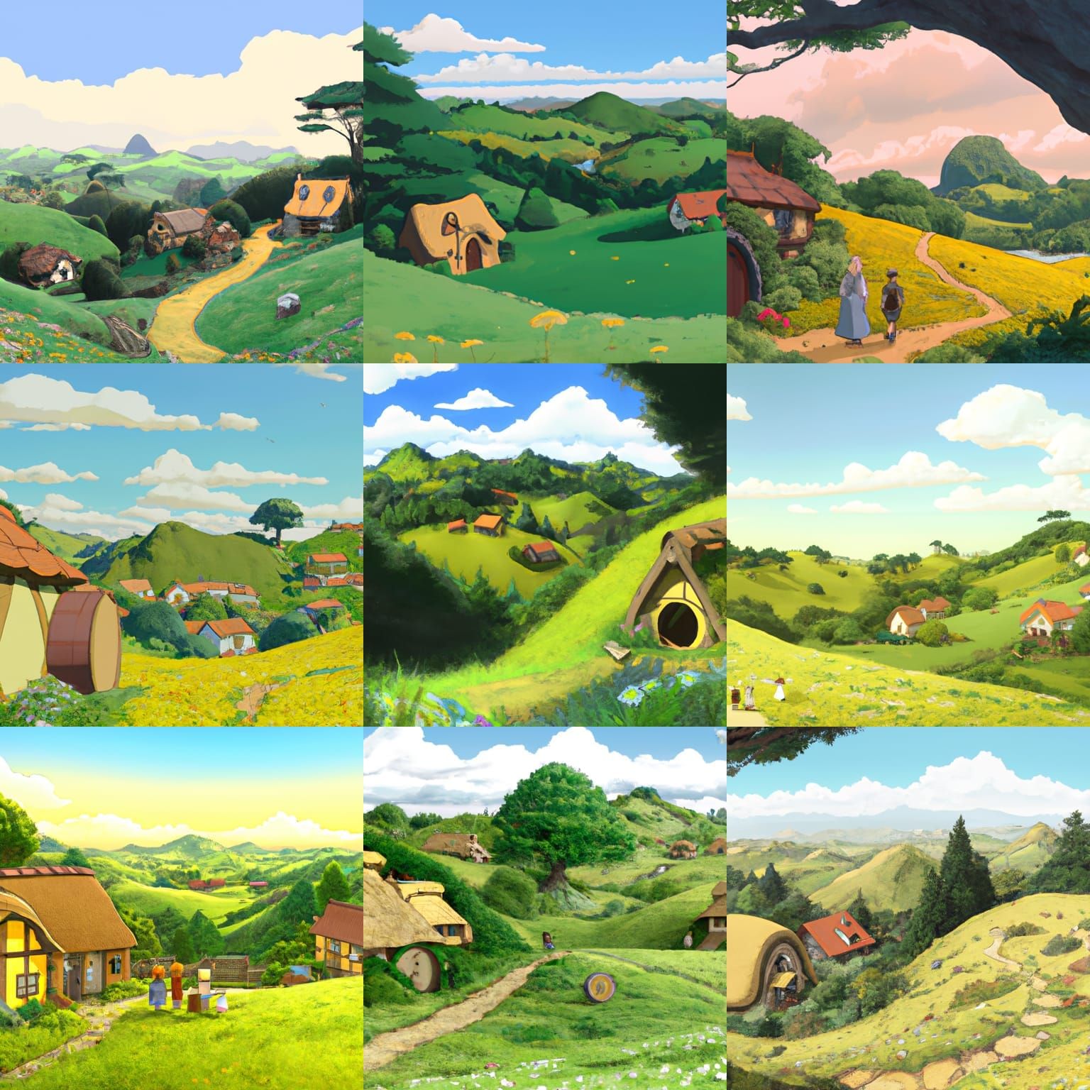 Hobbiton in Studio Ghibli Anime Style