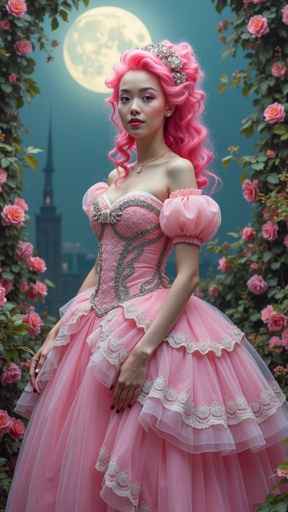 Fräulein Pilly Pink in Dreamy Garden Illustration