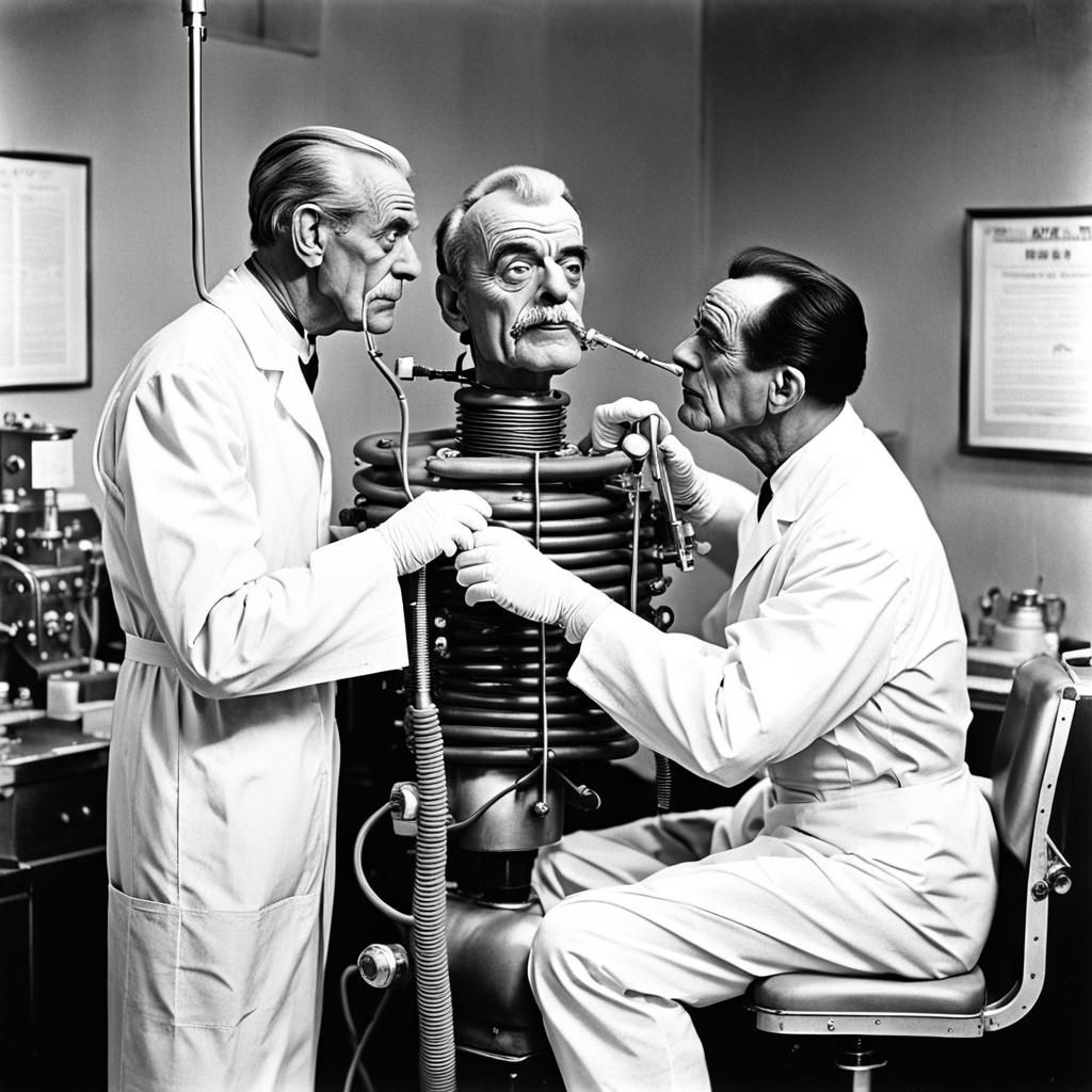 Karloff-esque Dentist in 1940s Style