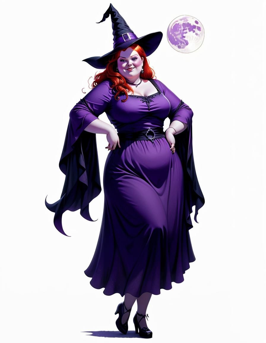 Friendly Red-Haired Witch in Chiaroscuro Lighting