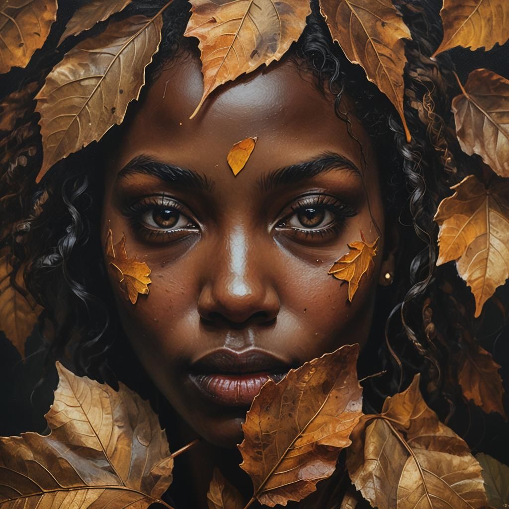 Autumn Leaf Portrait in Klimt Style