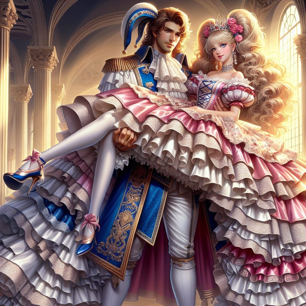 Jester and Princess in Grand Castle Illustration