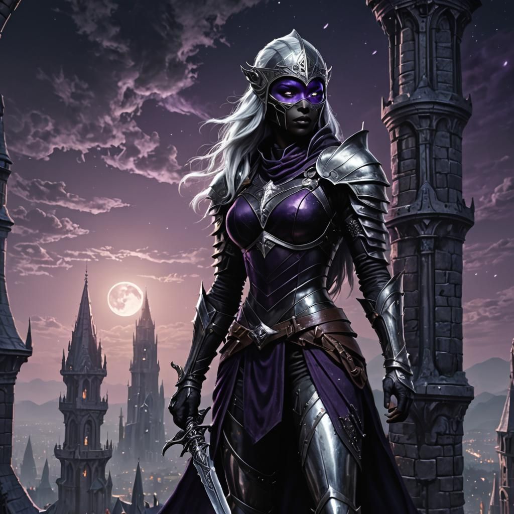 Drow Climbs Tower in Hyper-Realistic Digital Art