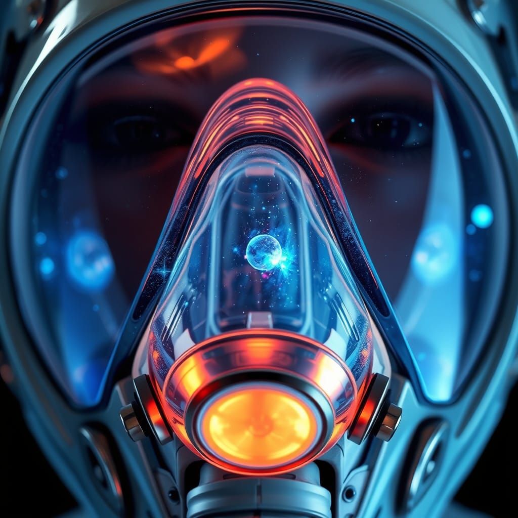 High-Tech Anesthesia Mask in Hyperrealistic Macro Detail