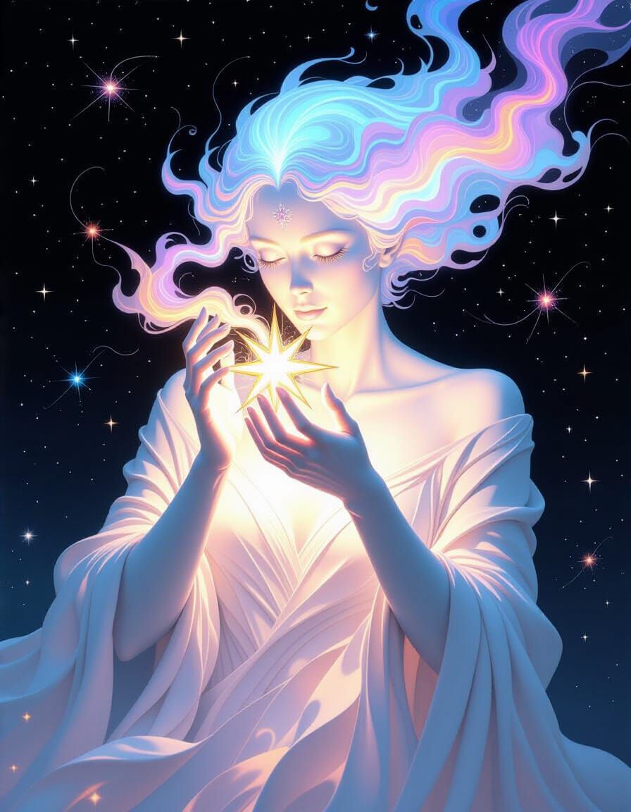 Celestial Weaver Sculpting Star in John Martin Style