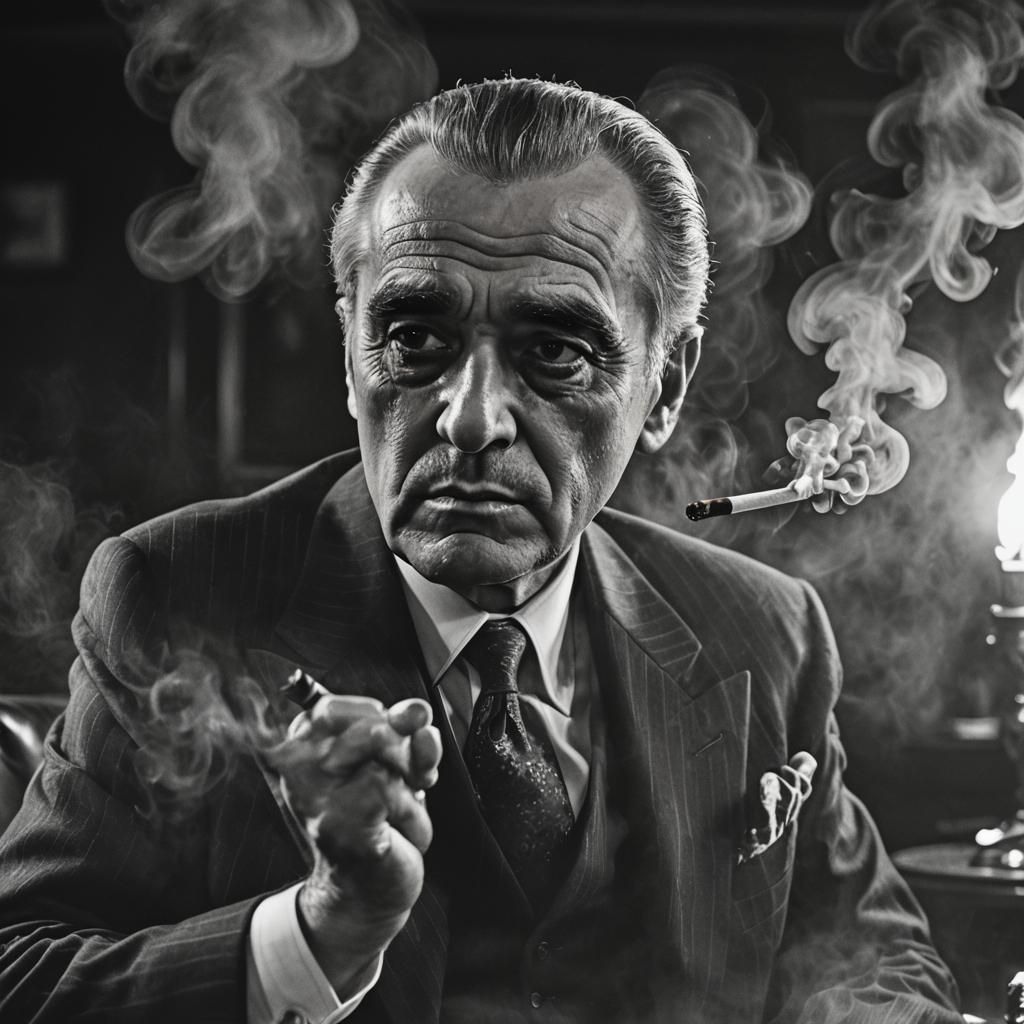 Film Noir Gangster Portrait in Art Deco Setting