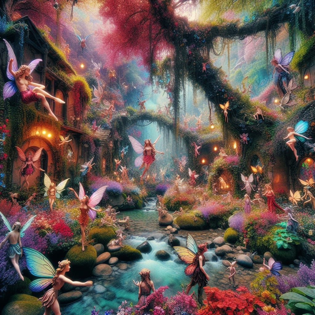 Whimsical Fairies in a Dreamlike Landscape