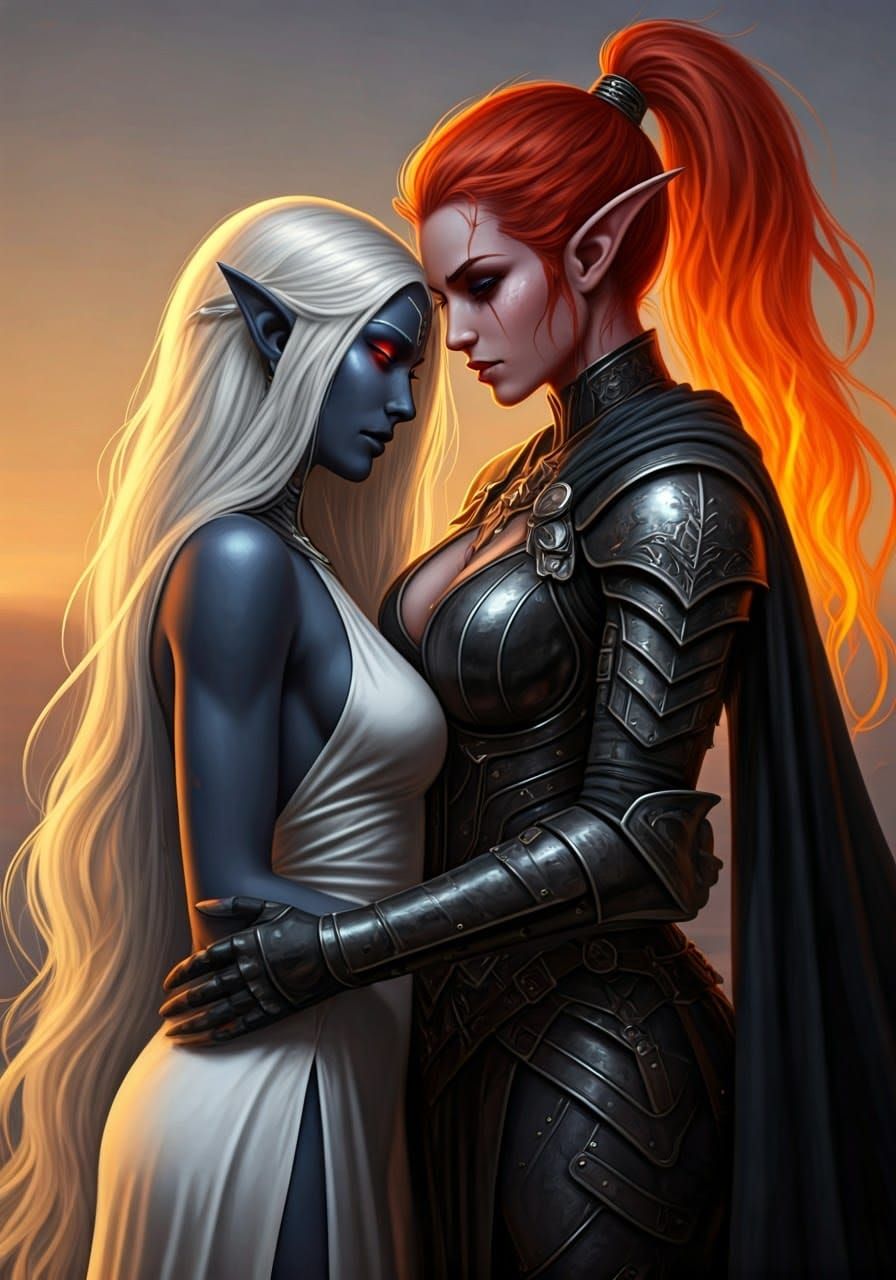 Ethereal Fantasy Couple in Futuristic Concept Art