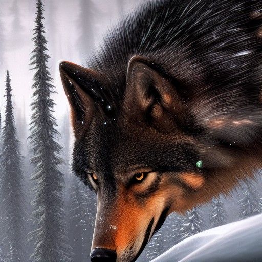 Majestic Black Wolf in Pine Tundra Biome