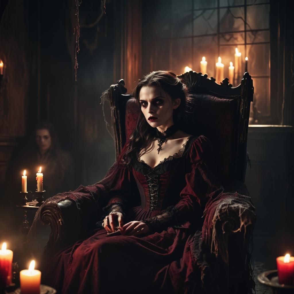 Cinematic Vampire in Haunted House: Gothic Horror