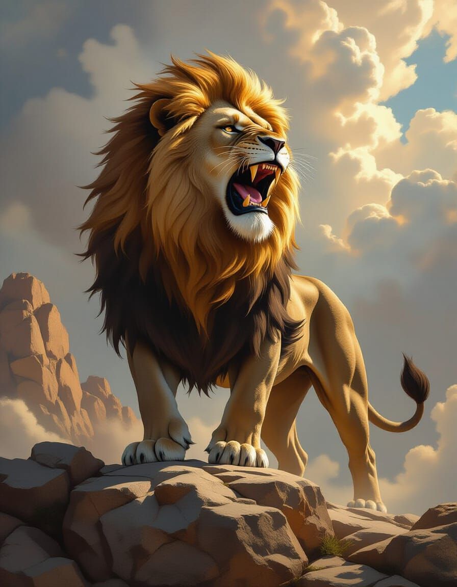 Majestic Lion Roars in High Renaissance Style