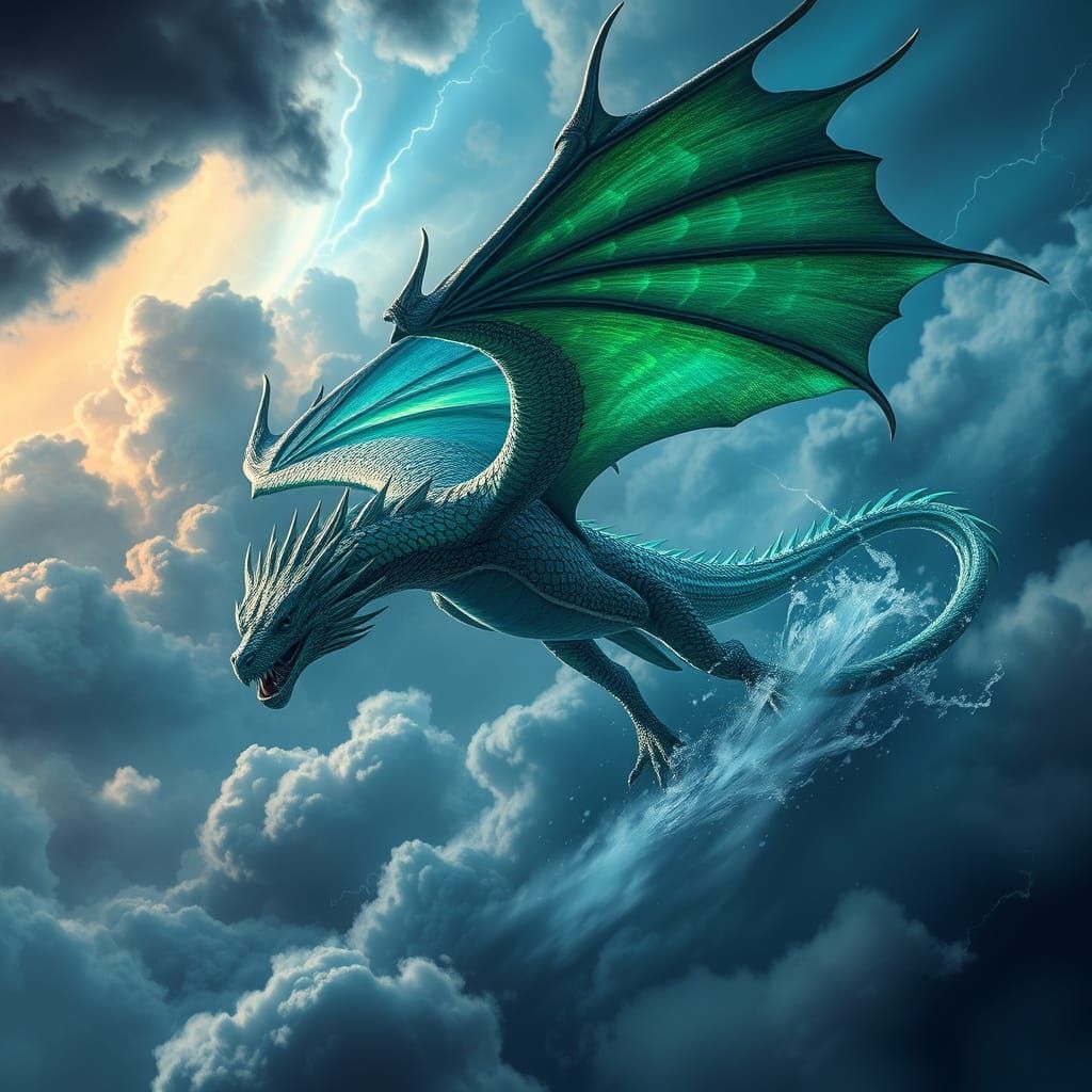 Majestic Dragon Soars Through Turbulent Skies in Epic Matte ...