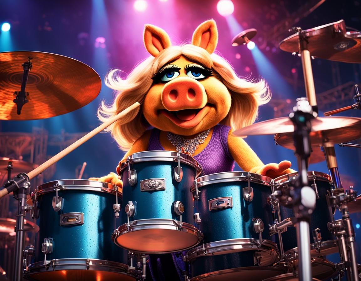 Miss Piggy and Animal Rock Concert Portrait