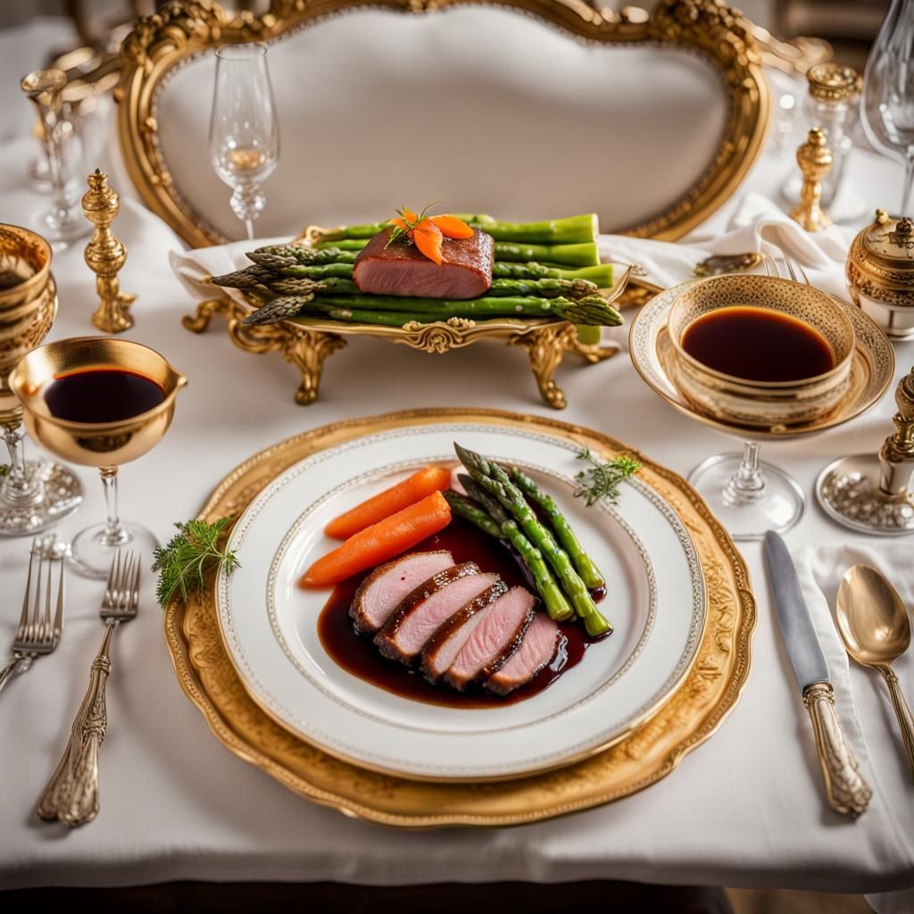 Elegant Duck Dish in Rococo French Salon