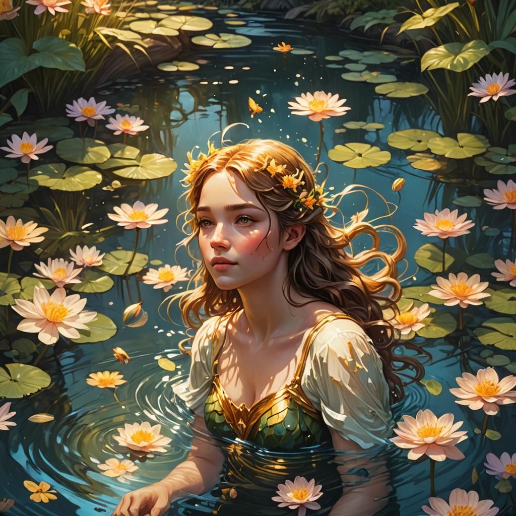 Nymph Emerges from Spring, Comic Book Art