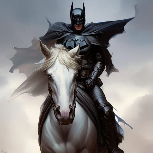 Dark Knight on White Horse Portrait