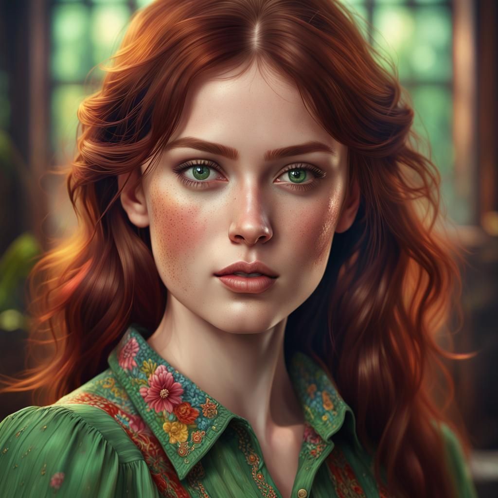 Hyperrealistic Portrait of a Beautiful Girl in Fantasy Style