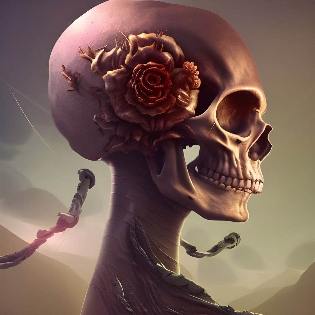 Hyperdetailed Skull in Storybook Watercolor Style