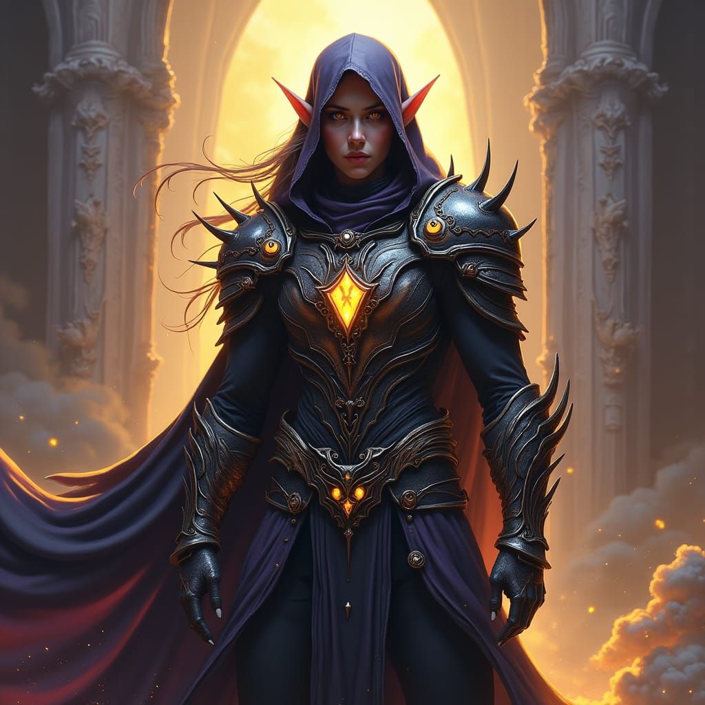Fantasy Elf Warrior in Dark Gothic Armor