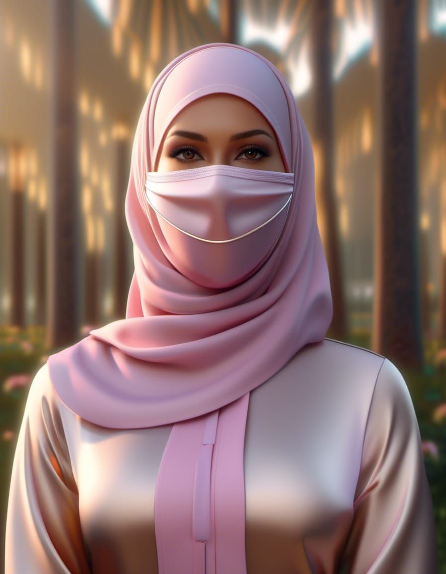 Beautiful Woman in Pink Hijab Portrait
