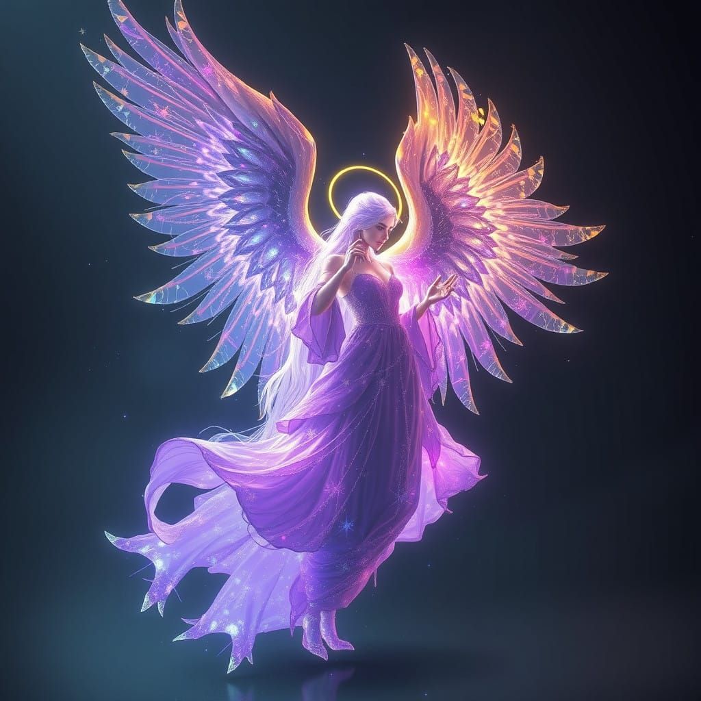 Surreal Hologram Angel in Dark Fantasy Style