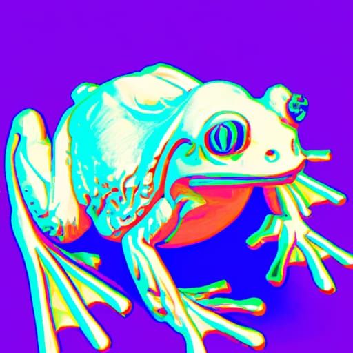 Vaporwave Frog in Pastel Colors