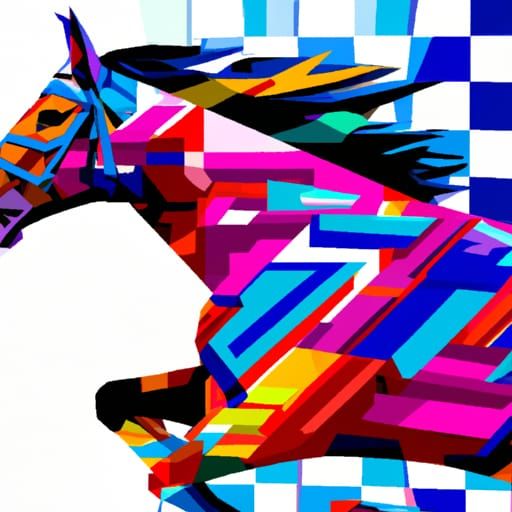 Futuristic Horse Race in Bright Colors