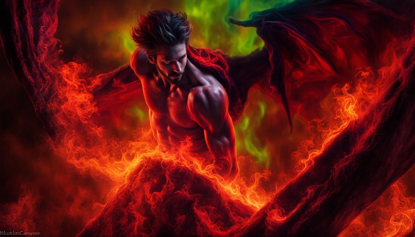 Photorealistic Prince of Darkness in Hellscape