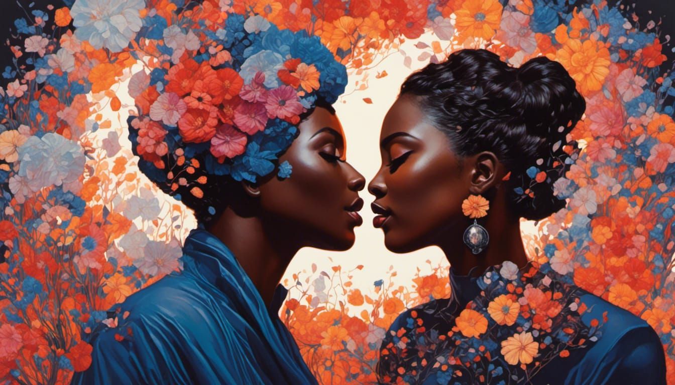 Romantic Black Couple Kissing on Valentine's Day