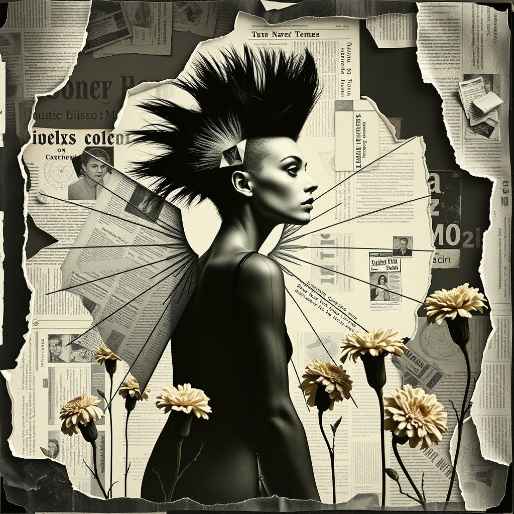 Surreal Androgynous Figure in Dadaist Photogram Collage