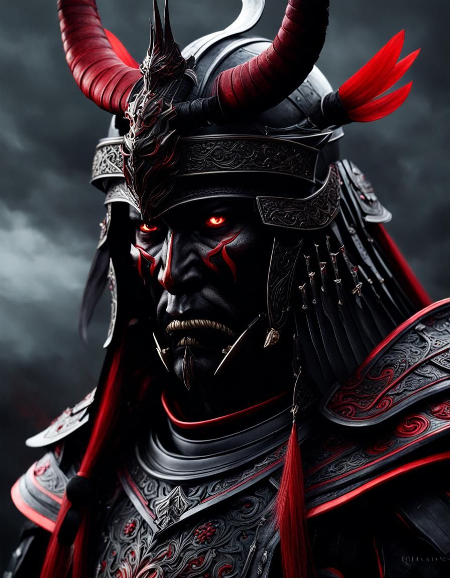 Evil Samurai Death Knight in Bloody Black Armor