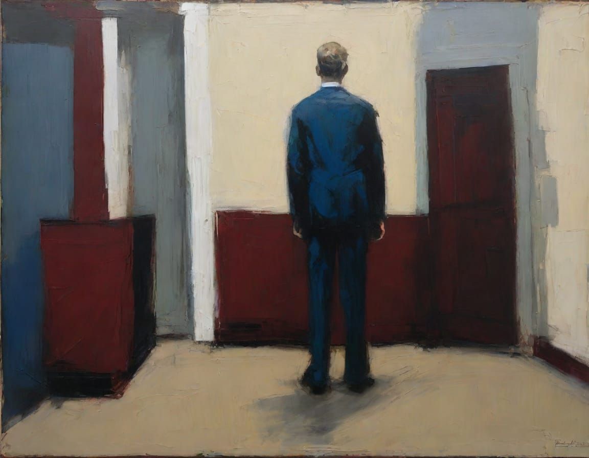 Impressionist Oil Painting of Solitary Figure