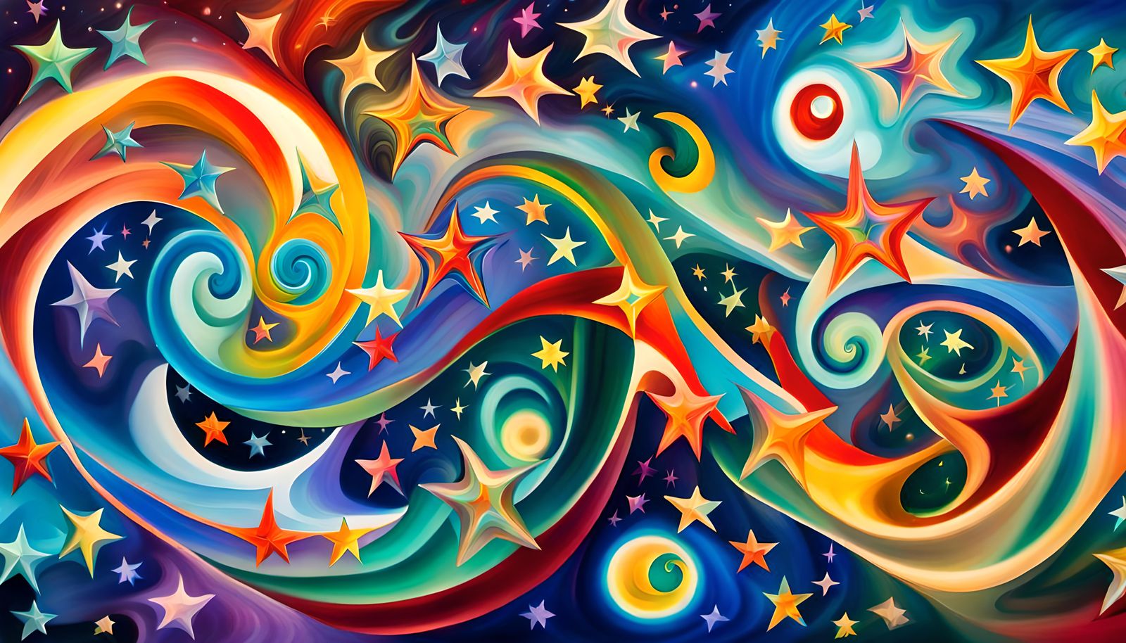 Iridescent Star Cluster Formation as Oil Painting