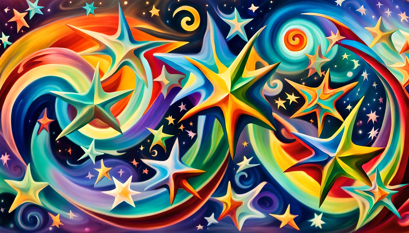 Iridescent Star Cluster Formation as Oil Painting