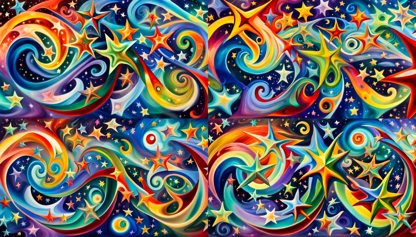 Iridescent Star Cluster Formation in Chagall Style