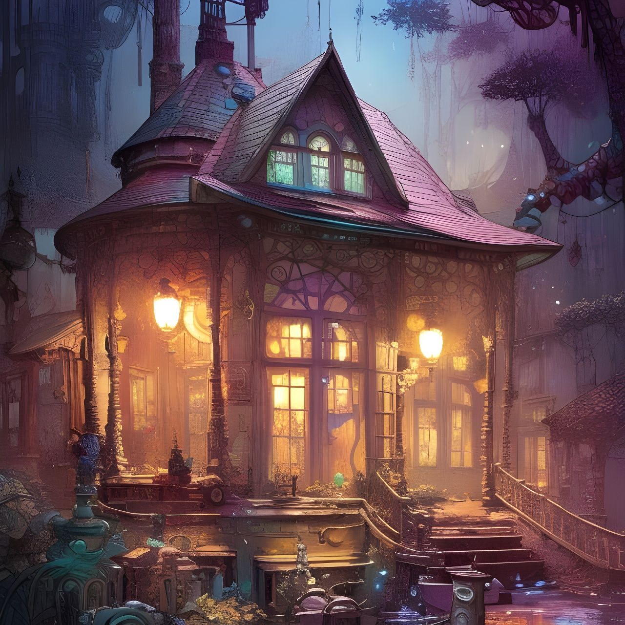 Colorful Candy House Watercolor Masterpiece