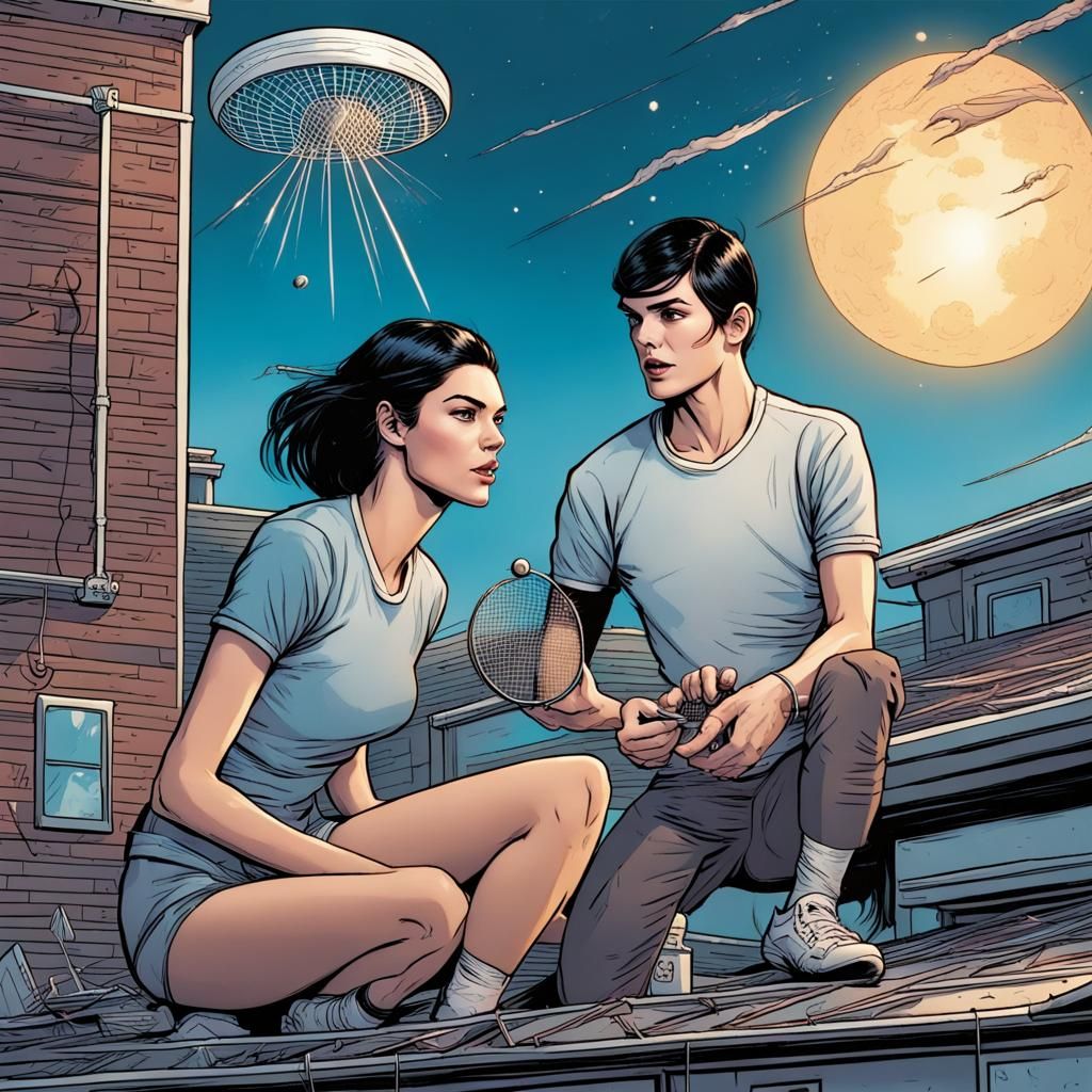 Kendall Jenner and Spock Play Badminton