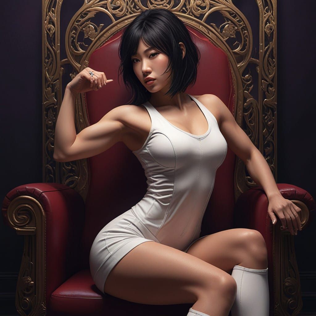 Korean Female Bodybuilder in Elegant Athleisure Style